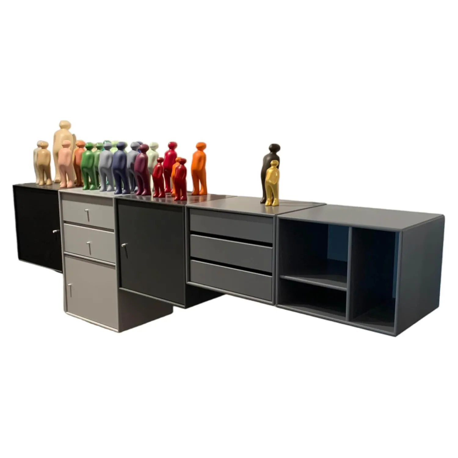 Montana Kommoden & Sideboards|Sideboard Basis Lack Fiord Grafic Black Snow Anthracite