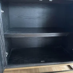 Richmond Kommoden & Sideboards|Sideboard Blackbone Korpus Eichenfurnier Schwarz Rustikal Gestell Und Griffe Messing