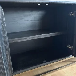 Richmond Kommoden & Sideboards|Sideboard Blackbone Korpus Eichenfurnier Schwarz Rustikal Gestell Und Griffe Messing