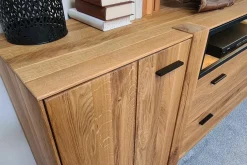 Natura Kommoden & Sideboards|Sideboard Blackpool Eiche Massiv Natur Geölt Metall Schwarz