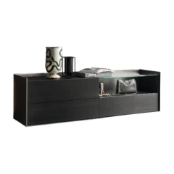 San Giacomo Kommoden & Sideboards|Sideboard Cabaret Mattlack Nero Schwarz Abdeckplatte Keramik Nero Greco Lucidato Ohne Beleuchtung