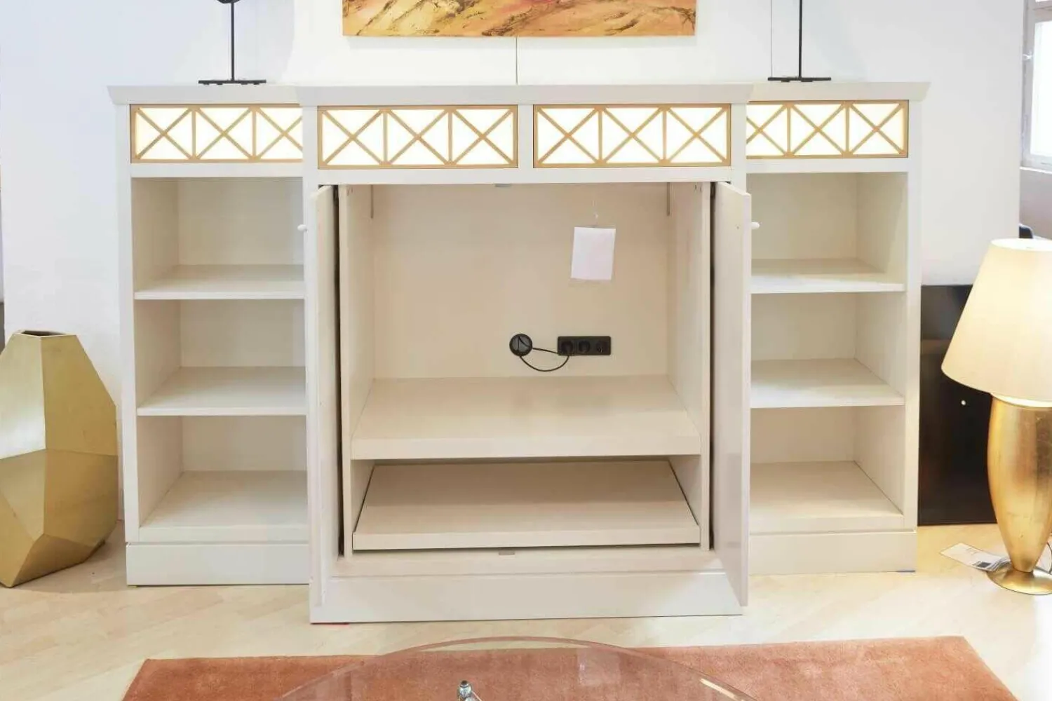 WK Wohnen Kommoden & Sideboards|Sideboard Carino Lack Weißbeige mit Beleuchtung