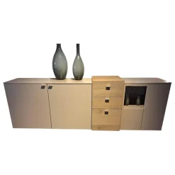 Venjakob Kommoden & Sideboards|Sideboard Cosmo Lack Sand Matt Weiß Beige Und Eiche Rustico Stone Inklusive LED Beleuchtung