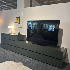 Interlübke Kommoden & Sideboards|Sideboard Cube Bold Mattlack M81 Bahia Grau Grün Griffmulde 082 Brüniert