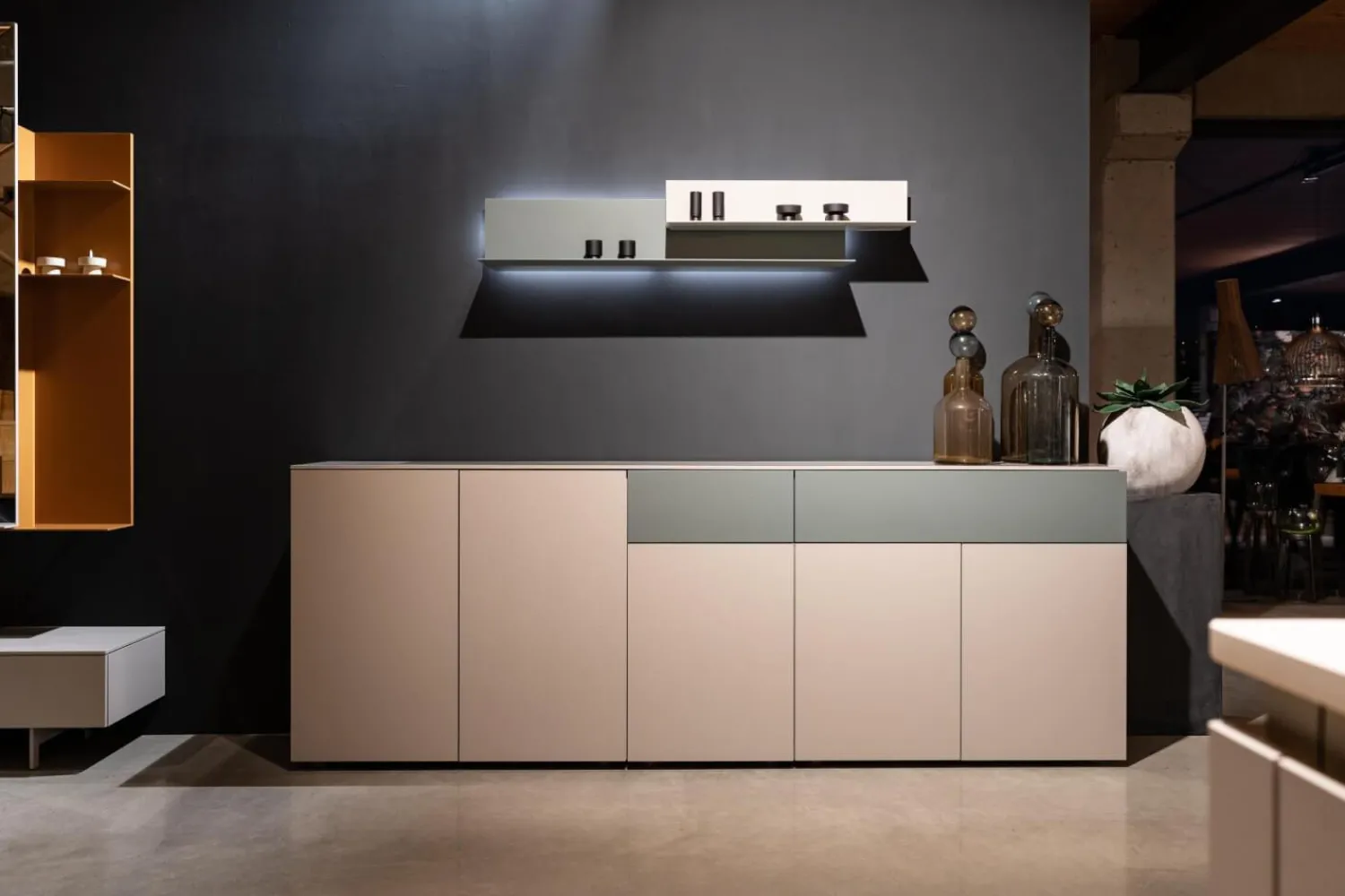 Interlübke Regale|Sideboard Cube Change Und Lilu Winkelregal Inklusive Beleuchtung Lack Muschel Und Lack Laguna