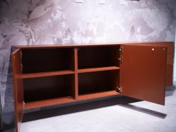 Sudbrock Kommoden & Sideboards|Sideboard Cubo Glattlack Ziegelrot Rot Mit Glasplatte Gefrostet