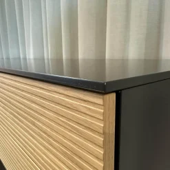 Sudbrock Kommoden & Sideboards|Sideboard Cubo Lack Onygrau Schublade Wildeiche Mit Pushpull Front Rillenoptik