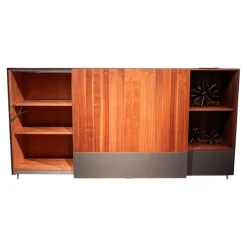 Team 7 Kommoden & Sideboards|Sideboard Cubus Pure Nussbaum Natur Geölt Innen Buche Farbglas Graphitgrau Matt