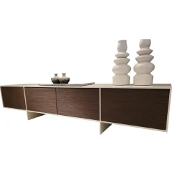 Bert Plantagie Wohnwände & Tv-Lowboards|Sideboard Face TV-Möbel Seidenglanz Weiß Dunkles Holz