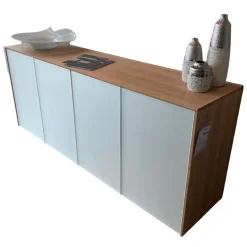 Team 7 Kommoden & Sideboards|Sideboard Filigno AFG58205 Front Glas Pearlmatt Grau Korpus Eiche Weißöl Mit Touchbeschlag