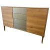 Scholtissek Kommoden & Sideboards|Sideboard Fira Knorrige Eiche Puro Geölt Glas MO 137 Platin Glänzend Grau