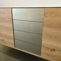 Scholtissek Kommoden & Sideboards|Sideboard Fira Knorrige Eiche Puro Geölt Glas MO 137 Platin Glänzend Grau