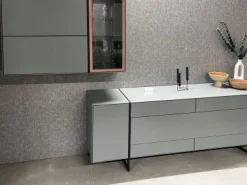 Hülsta Kommoden & Sideboards|Sideboard Fonis Lack Grün Rosa Metallgestell Strukturlack Anthrazit