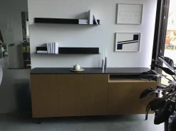 Novamobili Kommoden & Sideboards|Sideboard Front Lack Matt Ambra Braun Deckplatte Marmor Pietra Schwarz Gestell Metall Brüniert Mit Konsolen Ellie Schwarz