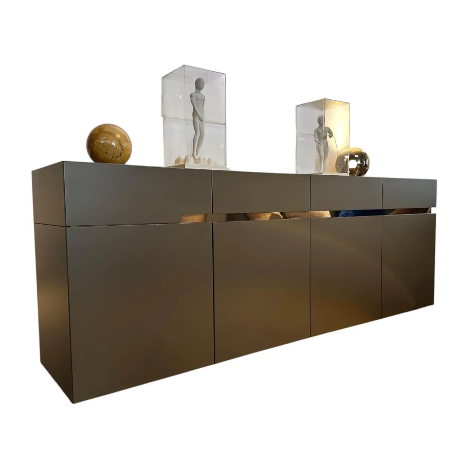 Christine Kröncke Kommoden & Sideboards|Sideboard GAP Lack Terra Grau Braun Matt Mit Griffmodulen Chrom