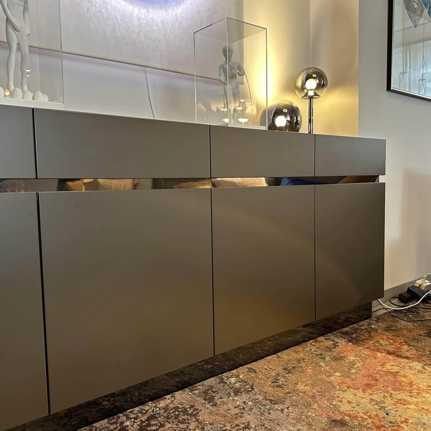 Christine Kröncke Kommoden & Sideboards|Sideboard GAP Lack Terra Grau Braun Matt Mit Griffmodulen Chrom