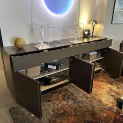 Christine Kröncke Kommoden & Sideboards|Sideboard GAP Lack Terra Grau Braun Matt Mit Griffmodulen Chrom