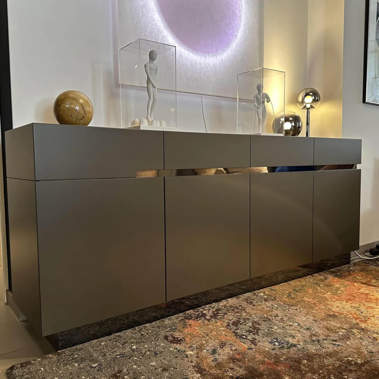 Christine Kröncke Kommoden & Sideboards|Sideboard GAP Lack Terra Grau Braun Matt Mit Griffmodulen Chrom