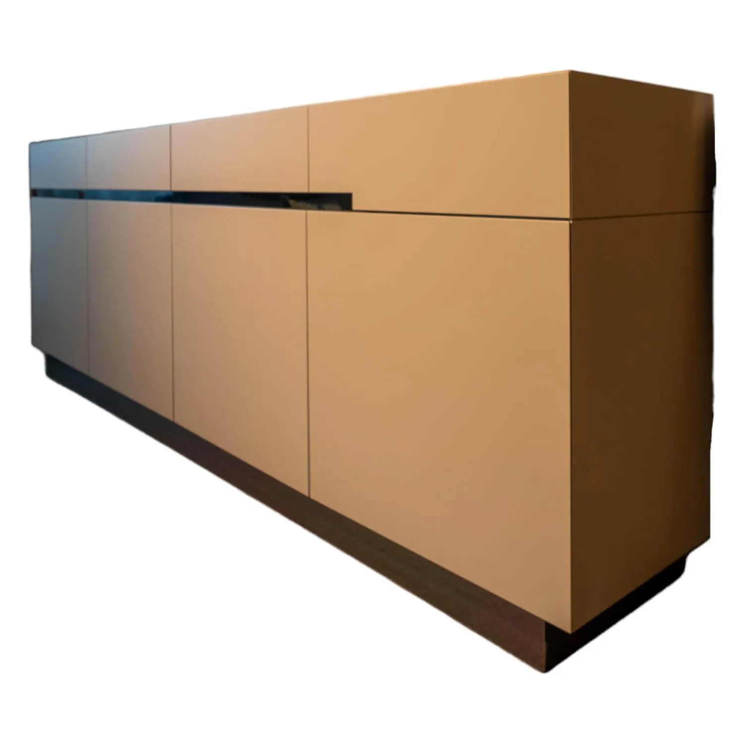 Christine Kröncke Kommoden & Sideboards|Sideboard GAP 23LI Lack Pearl Matt Sockel Spiegelschichtstoff Chrom Glänzen mit Spiegel