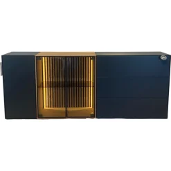 Hartmann Kommoden & Sideboards|Sideboard Hilke Massives Birkenholz Anthrazit mit Applikationen aus Kerneiche Natur