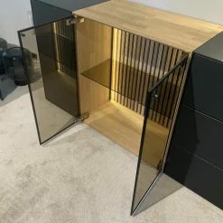 Hartmann Kommoden & Sideboards|Sideboard Hilke Massives Birkenholz Anthrazit mit Applikationen aus Kerneiche Natur