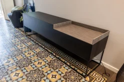 MDF Italia Kommoden & Sideboards|Sideboard Inmotion Front Massivholz Esche Schwarz Lackiert Abdeckplatte Holz Natur Grau