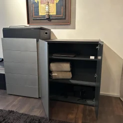 Interlübke Kommoden & Sideboards|Sideboard Jorel Esche Achat B73 Anthrazit Lackiert Und M21 Edelstahl Silvertouch Grau