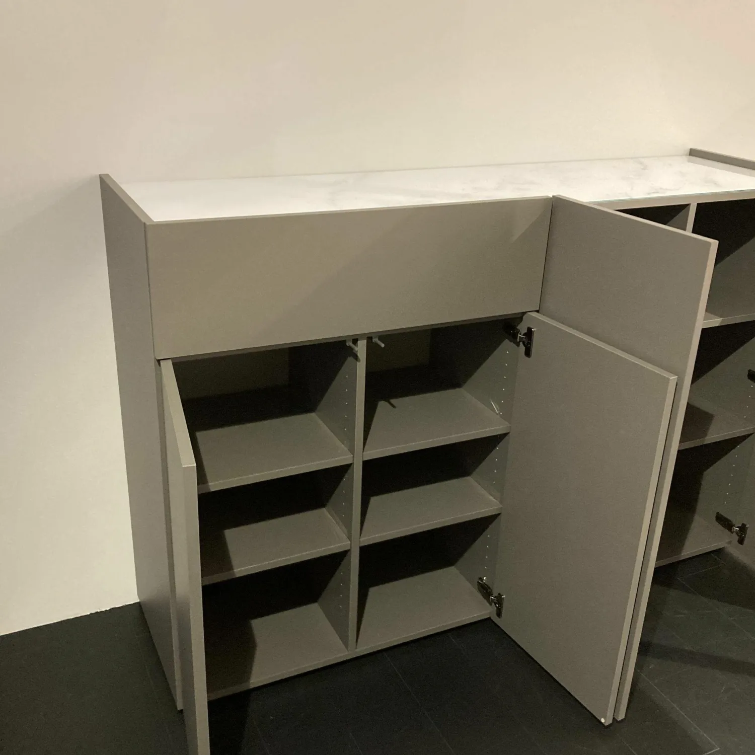 Spectral Smart Furniture Kommoden & Sideboards|Sideboard Just Charlie Lack Granit Grau Ablage Designglas Marmor White Weiß