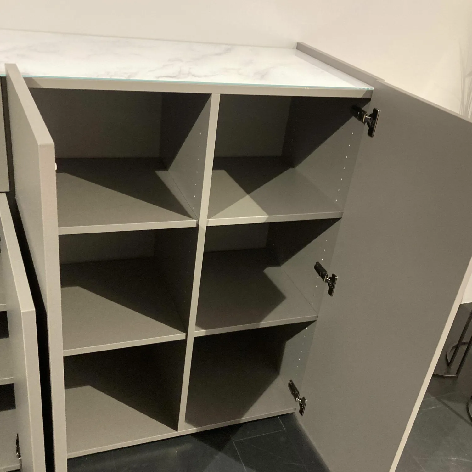 Spectral Smart Furniture Kommoden & Sideboards|Sideboard Just Charlie Lack Granit Grau Ablage Designglas Marmor White Weiß