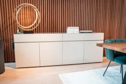 Interlübke Kommoden & Sideboards|Sideboard Just Cube Bold Lack Greige M08 mit Stein-Abdeckplatte Quarzit