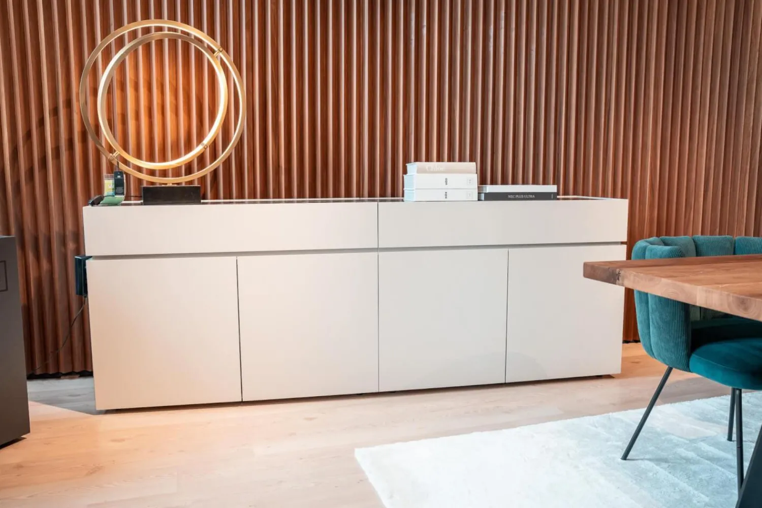 Interlübke Kommoden & Sideboards|Sideboard Just Cube Bold Lack Greige M08 mit Stein-Abdeckplatte Quarzit