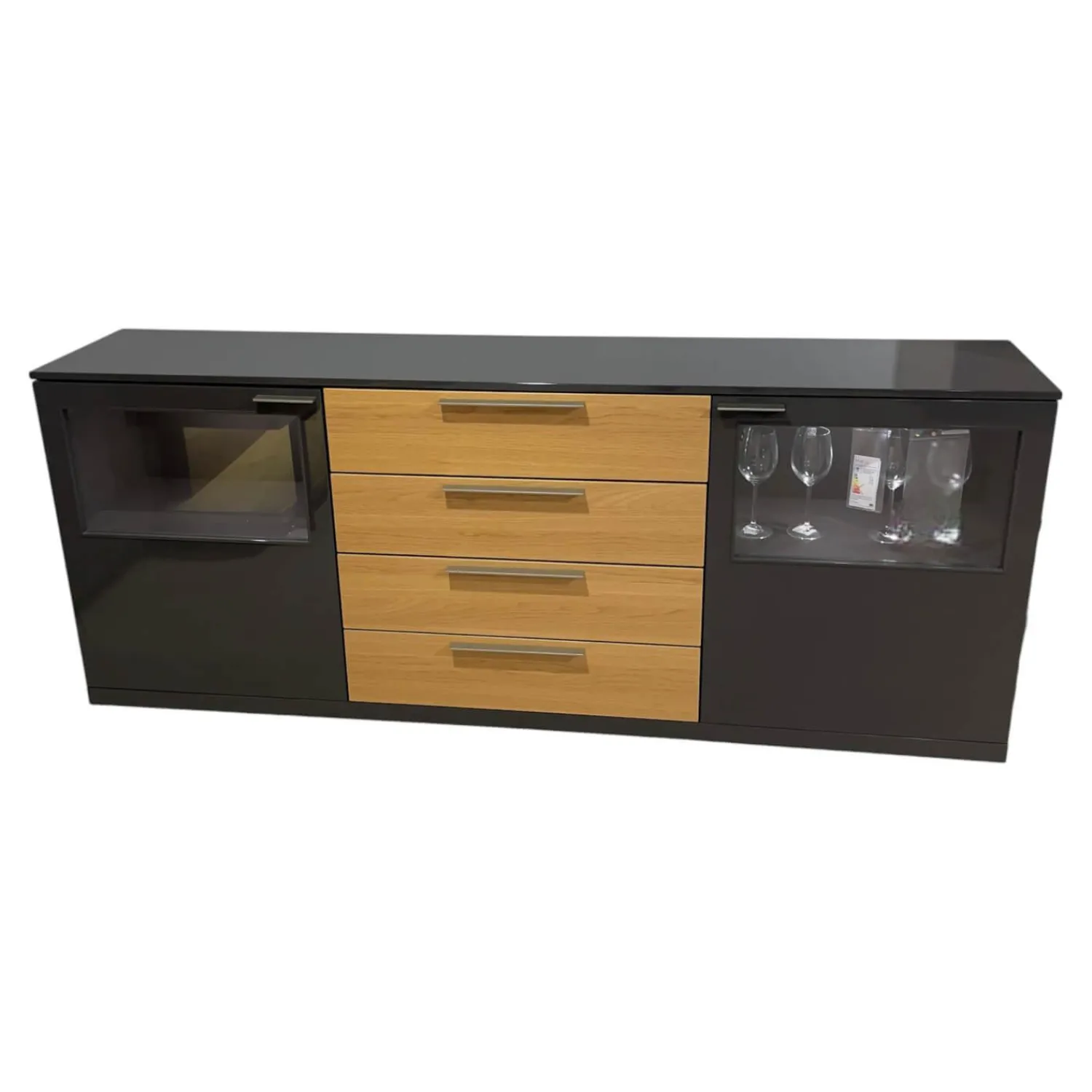 Musterring Kommoden & Sideboards|Sideboard Kara 61851 Lack Graphit Anthrazit Hochglanz Front Mit LED Beleuchtung