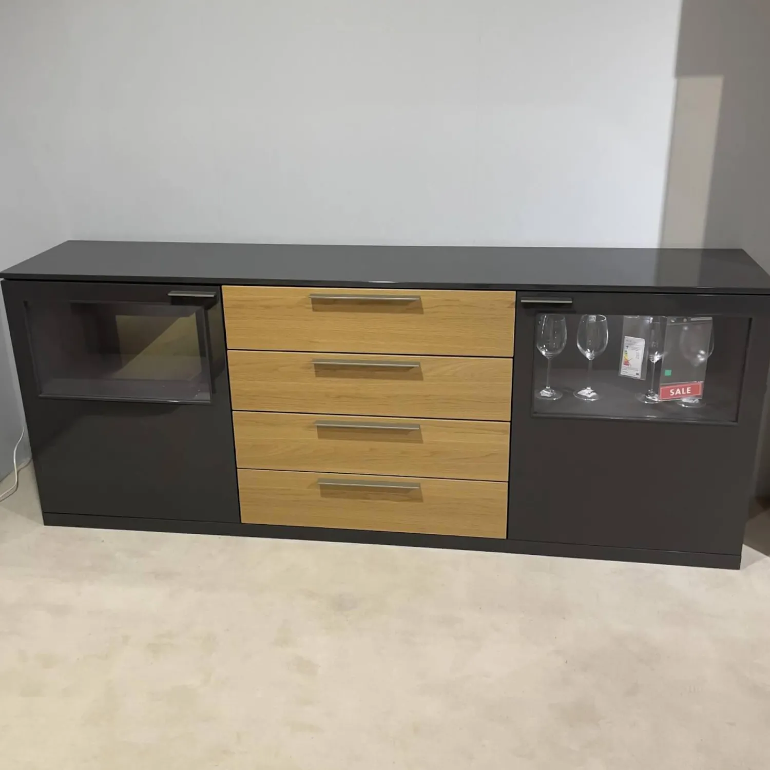 Musterring Kommoden & Sideboards|Sideboard Kara 61851 Lack Graphit Anthrazit Hochglanz Front Mit LED Beleuchtung