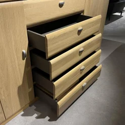 Rietberger Möbelwerke Kommoden & Sideboards|Sideboard Kiana 66174 Eiche Massiv 2206 Sand Mit Wandboard Und Beleuchtung