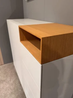 Schönbuch Kommoden & Sideboards|Sideboard Lack Basisfarbe Grau Weiß Offenes Element Eiche Natur Geölt Mit 2 Türen Und 4 Schubkästen