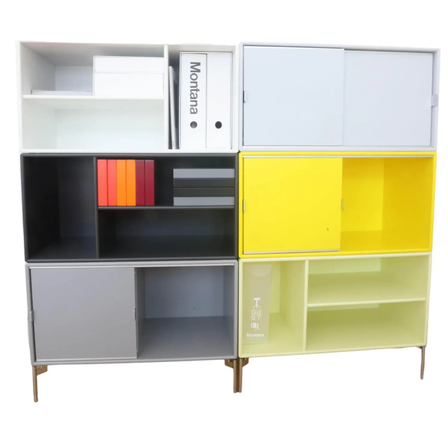 Montana Kommoden & Sideboards|Sideboard Lack Lemon Grün Tokyo Yellow Gelb Anthracite Fjord Grau Und New White Weiß