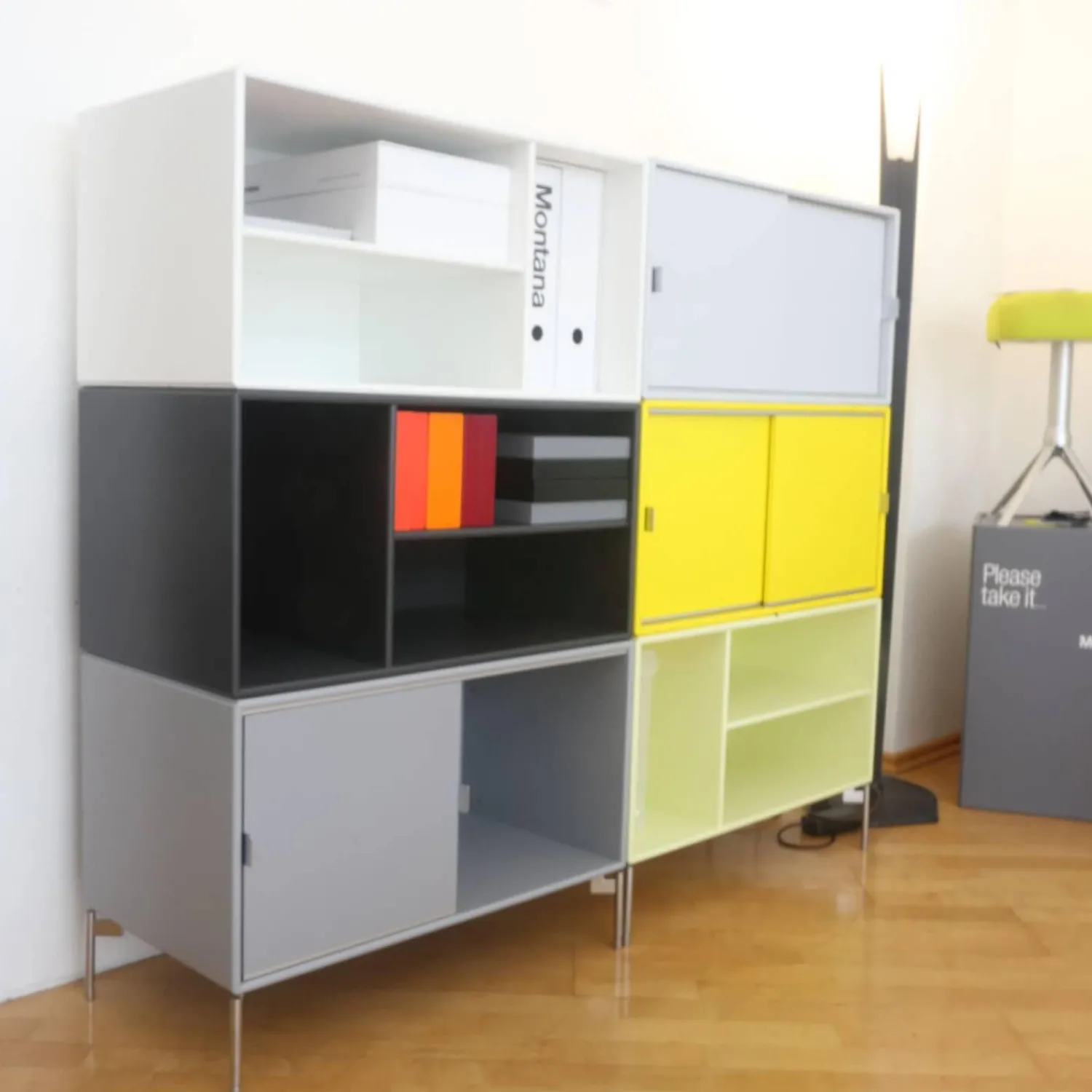 Montana Kommoden & Sideboards|Sideboard Lack Lemon Grün Tokyo Yellow Gelb Anthracite Fjord Grau Und New White Weiß