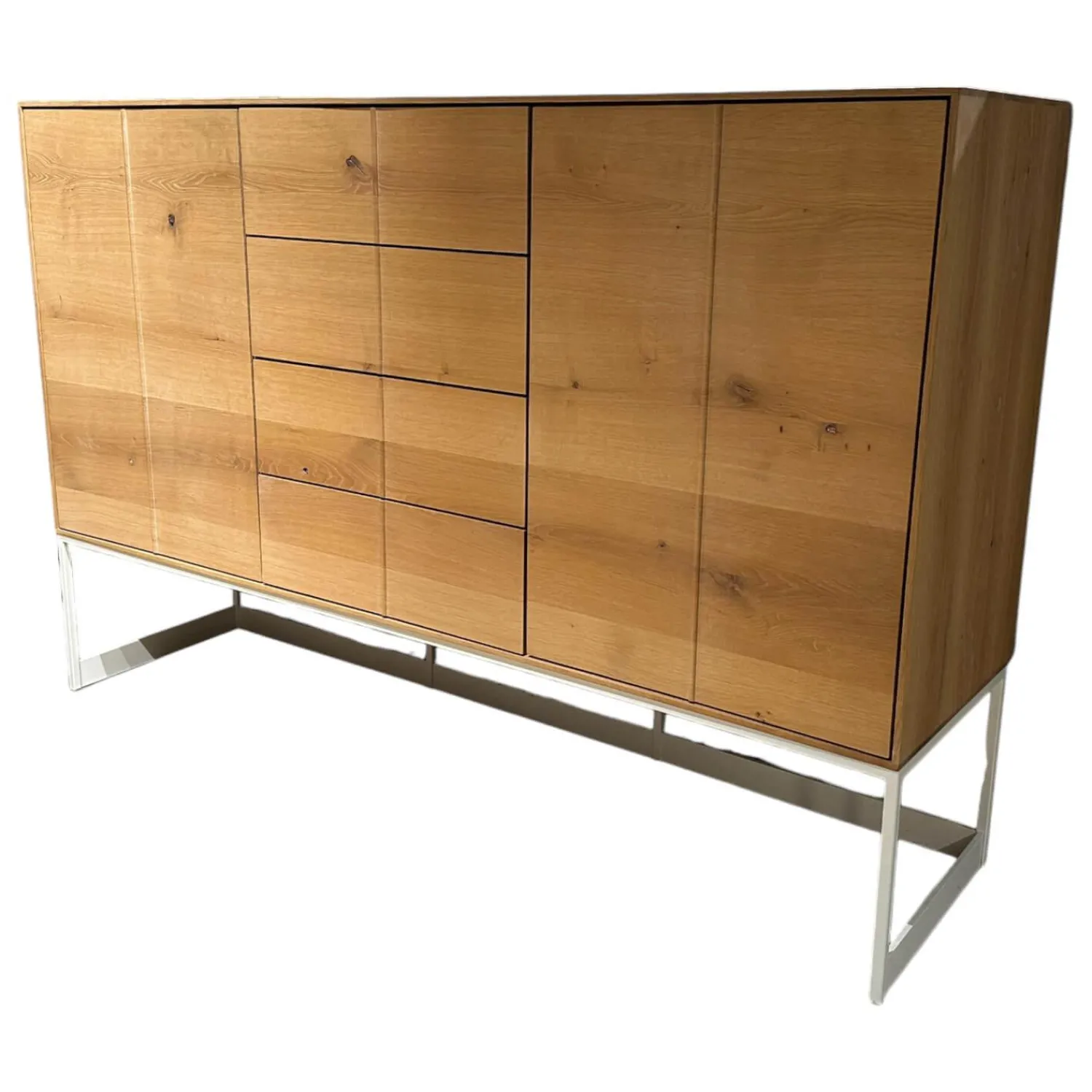 Scholtissek Kommoden & Sideboards|Sideboard Lina Knorrige Eiche Geölt Sockel Weiß