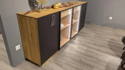 Wimmer Kommoden & Sideboards|Sideboard Linja 152250 Rustikale Asteiche Hartwachsöl Und Metall RAL Grau Braun Mit LED Beleuchtung Ohne Dekoration