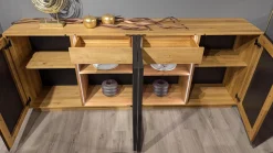 Wimmer Kommoden & Sideboards|Sideboard Linja 152250 Rustikale Asteiche Hartwachsöl Und Metall RAL Grau Braun Mit LED Beleuchtung Ohne Dekoration