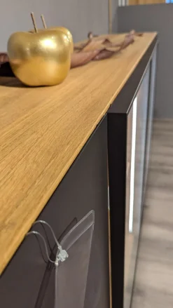 Wimmer Kommoden & Sideboards|Sideboard Linja 152250 Rustikale Asteiche Hartwachsöl Und Metall RAL Grau Braun Mit LED Beleuchtung Ohne Dekoration