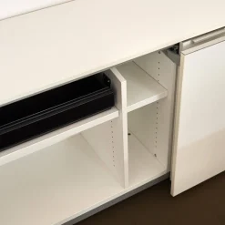 Vario Kommoden & Sideboards|Sideboard M9 Lack Premium Weiß Griff Aluminium Eloxiert Inklusive Einrichtungsset