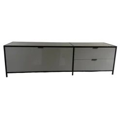 Contur Kommoden & Sideboards|Sideboard MDF Grau Lackiert Rahmen Metall Schwarz Lackiert Mit Metallgriffen