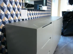 Interlübke Kommoden & Sideboards|Sideboard Mell Lack Matt Flintgrau Platte Esche Achat Untergestell Verchromt