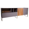 Anrei Kommoden & Sideboards|Sideboard Mileto Astnussbaum Massiv Lack Zartbitter Anthrazit Inklusive Beleuchtung