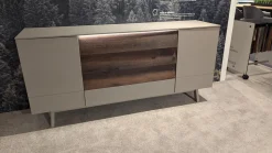 Gwinner Kommoden & Sideboards|Sideboard Missano Lack Seidenmatt Fango Grau Akzente Balkeneiche Struktur Terra Mit LED Beleuchtung