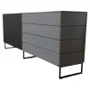 WK Wohnen Kommoden & Sideboards|Sideboard Modell Wk 420 Viva in Eiche Grau Mattglas Lack Schwarz mit push top open