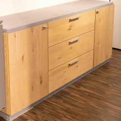 Hartmann Kommoden & Sideboards|Sideboard MR Tomeo Kerneiche Natur Massiv Griffe Aluminium