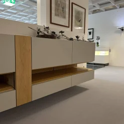 Hülsta Kommoden & Sideboards|Sideboard Neo Lack Seidengrau Akzent Natureiche Mit Offenem Glasfach