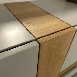 Hülsta Kommoden & Sideboards|Sideboard Neo Lack Seidengrau Akzent Natureiche Mit Offenem Glasfach